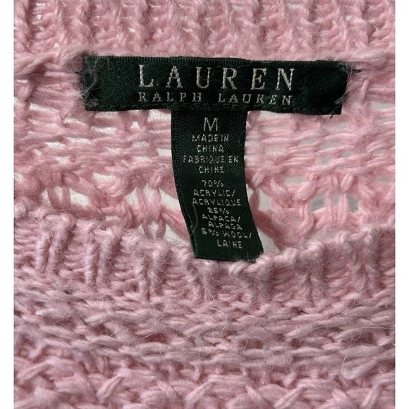 Lauren Ralph Lauren Sweater Womens Pink Alpaca Blend Chunky Knit Size Medium - Picture 8 of 8